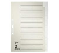 Leitz Feuilles d'index vierges, A4, papier gris, lot de 20, bureau et école | Onglets pour organiser les documents A4; barre de guidage pour une perforation précise; certifié Blue Angel.