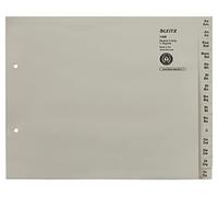 Leitz Fiches de séparation Index, onglets alphabétiques (A-Z), A4 6 anneaux | Onglets gris A4 pour classer et consulter rapidement les documents, certifiés Blue Angel.