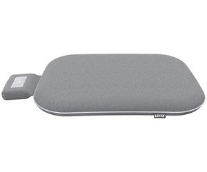 Leitz iComfi 65920085 Coussin Chauffant sans Fil avec Mousse à mémoire de Forme, 15 Heures d'autonomie, 3 Niveaux de Chaleur, Chauffage Rapide, arrêt Automatique, Housse Amovible, Gris Clair, 40 x 30