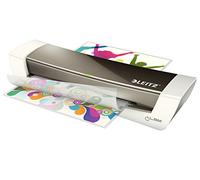 Leitz iLAM Home Office - Plastifieuse A4 pour la Maison, Préchauffage Rapide en 3Minutes, Pochettes de 75-125 Microns, Lot de Pochettes pour Plastifieuse A4 Inclus, Coloris Gris, 73680089