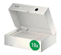 Leitz Infinity 61000000 Lot de 20 boîtes d'archivage en carton pliable Format A4 avec couvercle sur le dessus 100% sans acide Blanc