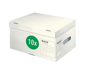 Leitz Infinity 61050000 Lot de 20 boîtes d'archives avec couvercle à rabat 100% recyclable certifié FSC Blanc Format A4 Plus