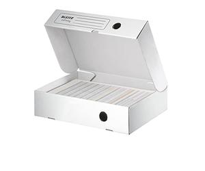 Leitz Infinity Boîte à Archive, A4, Large Ouverture, Boîte Transfert, Carton Ondulé Sans Acide, Capacité 600 Feuilles, Blanc, 61000000