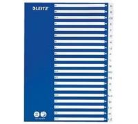 Leitz Intercalaires A4 Touches A-Z, Bleu & Blanc, Onglets Renforcés en Plastique Résistant avec Table des Matières, 12536001