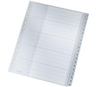 Leitz Intercalaires A4 Touches 1-20, Extra-Large, Gris, Onglets Renforcés en Plastique Résistant avec Table des Matières, 12840000