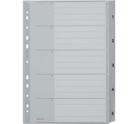 LEITZ Intercalaire plastique chiffres A4 extra large 1-5 gris