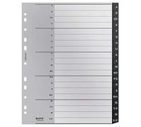 Leitz Intercalaires A4 20 onglets A-Z Extra-large – Plastique 90% recyclé, qualité premium, gris