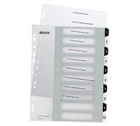 Leitz Intercalaires 1-10, Imprimable sur PC, A4, Extra-Large, Plastique Ultra-Résistant, Blanc/Noir, WOW, 12150000