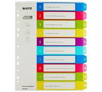 Leitz Intercalaires 1-10, Imprimable sur PC, A4, Extra-Large, Plastique Ultra-Résistant, Multicolore, WOW, 12430000