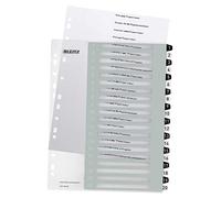 Leitz Intercalaires 1-20, Imprimable sur PC, A4, Extra-Large, Plastique Ultra-Résistant, Blanc/Noir, WOW, 12170000