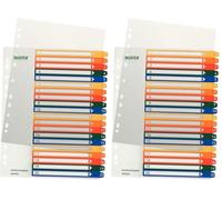 Leitz Intercalaires 1-20, Imprimable sur PC, A4, Plastique Ultra-Résistant, Extra-Large, Blanc/Multicolore, 12960000 (Lot de 2)