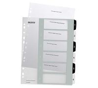 Leitz Intercalaires 1-6, Imprimable sur PC, A4, Extra-Large, Plastique Ultra-Résistant, Blanc/Noir, WOW, 12140000