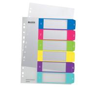 Leitz Intercalaires 1-6, Imprimable sur PC, A4, Extra-Large, Plastique Ultra-Résistant, Multicolore, WOW, 12420000