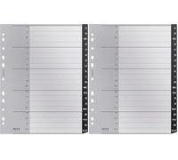 Leitz Intercalaires, 20 Onglets A-Z, A4, Extra-Large, Plastique 90% Recy ologique, Qualité Premium, Recycle, Gris, 12070000 (Lot de 2)