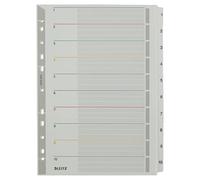 Leitz Intercalaires A4 1-10 Réinscriptibles, Carton Ultra-Résistant et Onglets en Mylar, Extra-Large, Gris, 43310000