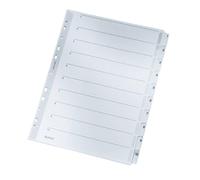 Leitz Intercalaires A4 1-10 – Mylar renforcé, bande perforée, carton résistant, gris