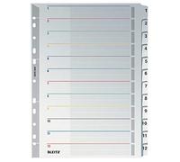 Leitz Intercalaires A4 1-12 Réinscriptibles, Carton Ultra-Résistant et Onglets en Mylar, Extra-Large, Gris, 43320000