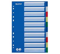 Leitz Intercalaires A4 10 Touches, Multicolore, Onglets Renforcés en Plastique Résistant avec Table des Matières, 12566000