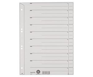 Leitz Intercalaires A4, Lot de 100, Carton Gris avec Imprimé et Bande Perforée Renforcée, Onglets Prédécoupés, 100% Recy ertifié Ange Bleu, 60970095