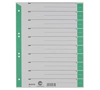 Leitz Intercalaires A4, Lot de 25, Extra-Large, Gris avec Bande Perforée et Onglets Verts, 100% Recyclé, Onglets Prédécoupés, 16523055