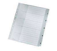 Leitz Intercalaires A4 Touches 1-5, Extra-Large, Gris, Onglets Renforcés en Plastique Résistant avec Table des Matières, 12830000