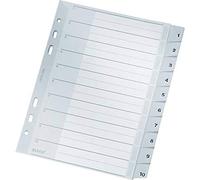Leitz Intercalaires A5 Touches 1-10, Gris, Onglets Renforcés en Plastique Résistant avec Table des Matières, 12850000