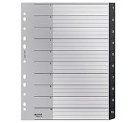 Leitz Intercalaires A4 Onglets 1-10, Extra-large, Plastique 90% recyclé, Noir