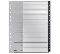 Leitz Intercalaires, Onglets 1-20, A4, Extra-Large, Plastique 90% Recyclé, Écologique, Qualité Premium, Recycle, Noir, 12110000