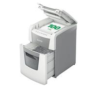 Leitz IQ 80110000 - Destructeur de Documents Coupe Croisée Sécurité P4 pour Bureau, Automatique, Capacité 100 Feuilles, Corbeille 34 litres, Blanc
