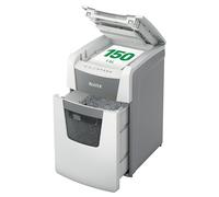 Leitz IQ 80140000 - Destructeur de Documents Coupe Micro Sécurité P5 pour Bureau, Automatique, Capacité 150 Feuilles, Corbeille 44 litres, Blanc