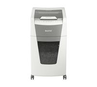 Leitz IQ 80160000 - Destructeur de Documents Coupe Micro Sécurité P5 pour Bureau, Automatique, Capacité 300 Feuilles, Corbeille 60 litres, Blanc