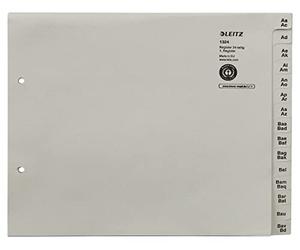 Leitz Jeu d'Intercalaires Répertoire A-Z, Utilisation avec 24 Classeurs, Mi-Hauteur, Extra-Large, Papier 100% Recy ertifié Ange Bleu, Gris, 13240085