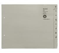 Leitz Jeu d'Intercalaires Répertoire A-Z, Utilisation avec 75 Classeurs, Mi-Hauteur, Extra-Large, Papier 100% Recyclé, Certifié Ange Bleu, Gris, 13510085
