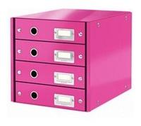 Leitz leitz bloc de classement click & store wow, 4 tiroirs, rose noir G