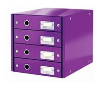 leitz bloc de classement click & store wow, 4 tiroirs,violet noir
