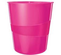 Leitz Corbeille à papier WOW en plastique (polypropylène) 15 litres - Rose Noir