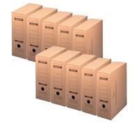 Leitz Boîtes d'archivage Lot 10 Premium avec rabat - 100% recyclables - FSC - Marron naturel