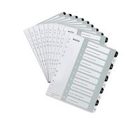 Leitz Lot de 10 intercalaires pour format A4 avec 10 intercalaires et 10 intercalaires avec chiffres imprimés de 1 à 10, extra large, blanc/noir, polypropylène, WOW, 12150000