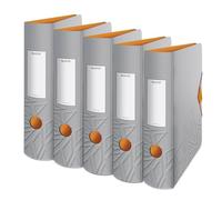 Leitz, Lot de 5 Classeurs à Levier Active, A4, mécanisme à ouverture 180°, Dos Arrondi 82mm, Fermeture Élastique, Polyfoam Léger, Gamme Urban Chic, 11160088