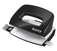 Leitz Mini-Perforateur, 10 Feuilles, Réglette de Guidage avec Marquages des Formats, Métal, WOW, 50601095 - Noir