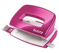 Leitz Mini-perforateur WOW 50601023 – 10 feuilles, petit format, réglette de guidage, métal, rose