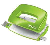 Leitz Mini Perforateur, 10 Feuilles, Réglette de Guidage avec Marquages des Formats, Métal, WOW, Vert, 50601054