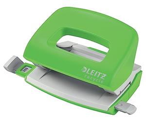 LEITZ - Mini Perforatrice, Capacité 10 Feuilles A4, 100% Recyclable, Acier & Plastique Recy ompensée en CO2, Eco-responsable, Gamme NeXXt Recycle, coloris Vert, 50100055