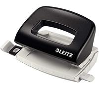 Leitz Mini-Perforatrice Sans Effort, Capacité 10 Feuilles, Noir, Métal, Réglette de Guidage avec Repères, NeXXt, 50580095