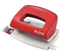 Leitz Mini-Perforatrice Sans Effort, Capacité 10 Feuilles, Rouge, Métal, Réglette de Guidage avec Repères, NeXXt, 50580025