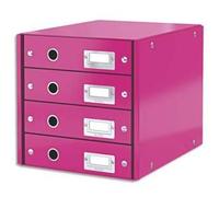 Leitz Module De Classement 4 Tiroirs Wow En Carton Recouvert De Polypropylène. Coloris Rose.