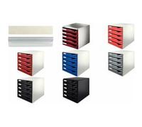 LEITZ Module de classement, 5 tiroirs, gris-clair/rouge Rouge G