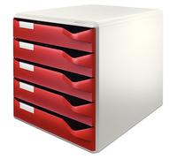 LEITZ - Module de classement Post-Set,5 tiroirs, gris/bordeauxpour formats A4, tiroirs munis d'un di