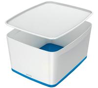 LEITZ MyBox boîte de rangement 18,0 l blanc perle/bleu 38,5 x 31,8 x 19,8 cm