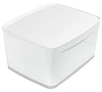 Leitz MyBox Grand Format avec couvercle, Boîte de Rangement pour la Maison et le Bureau, 18 L, Finition Mate, Plastique, Sans BPA et Sans Danger pour les Aliments, Blanc/Gris, 52161001
